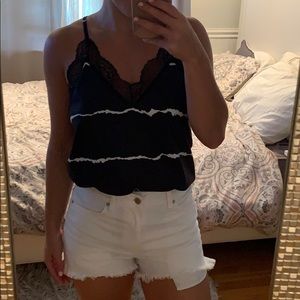Black & White Tie Dye Lace Tank